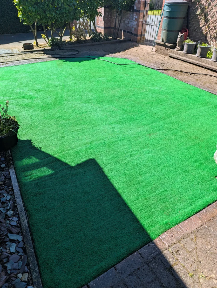 The same artificial lawn after cleaning