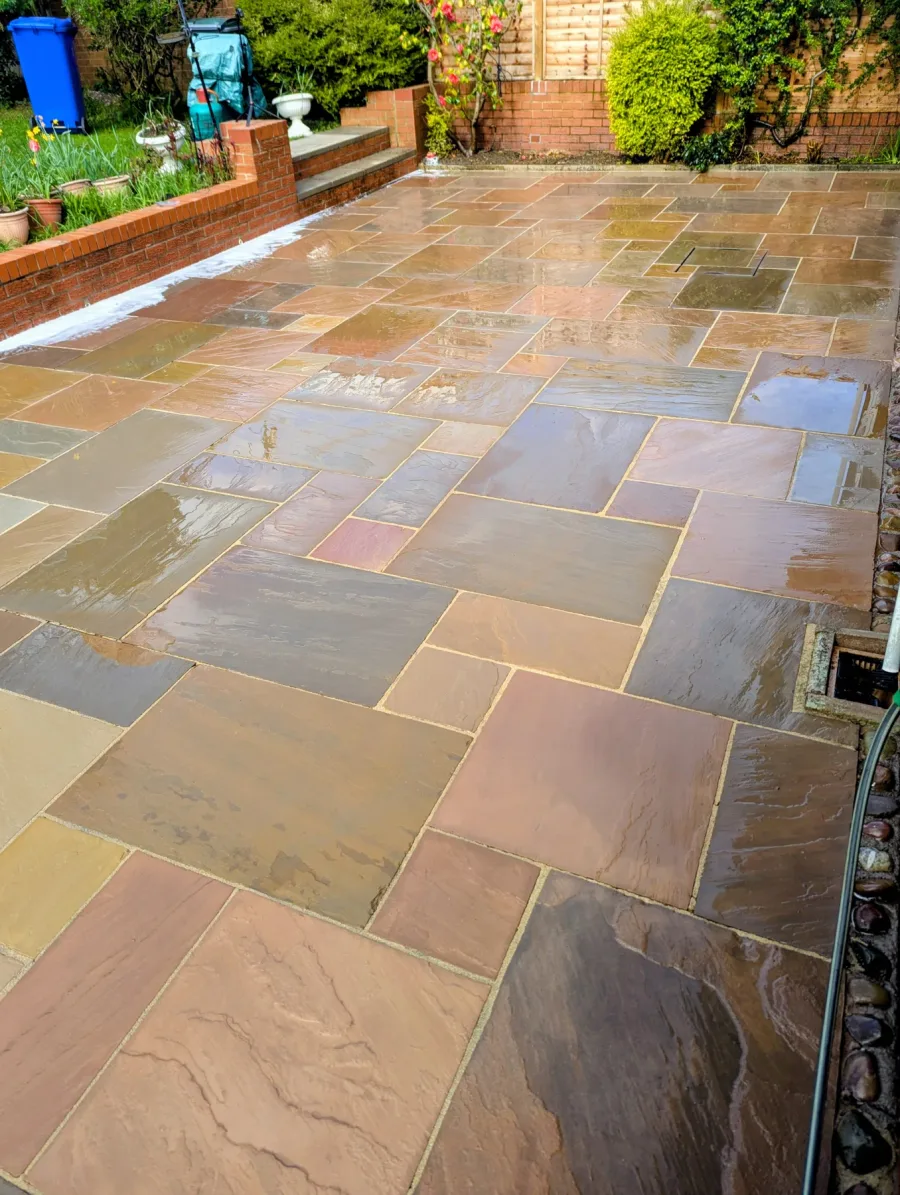 The same slab-paved patio after cleaning