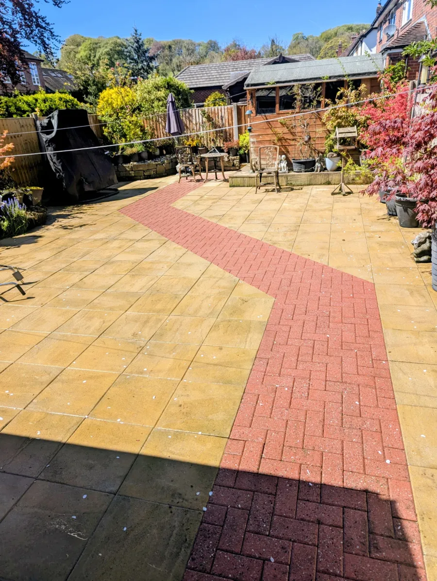 The same large paved patio after cleaning